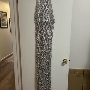 Elegant Silver Sequin Gown